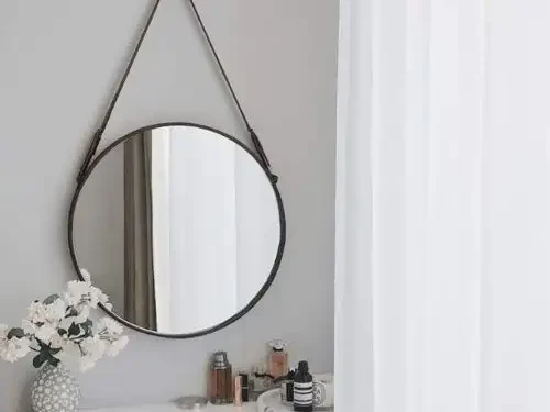 Gương bàn trang điểm viền da dây thừng