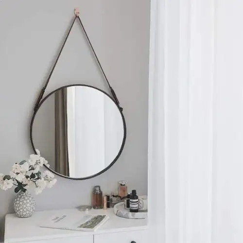 Gương bàn trang điểm viền da dây thừng