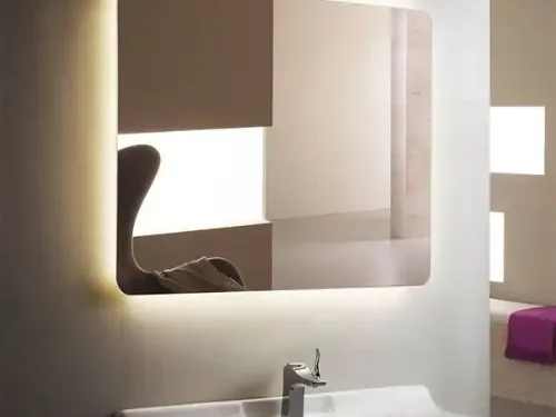 Gương chữ nhật viền Led bo góc