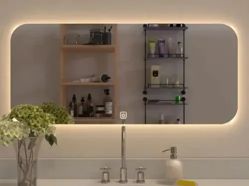 Gương chữ nhật viền thép hậu Led