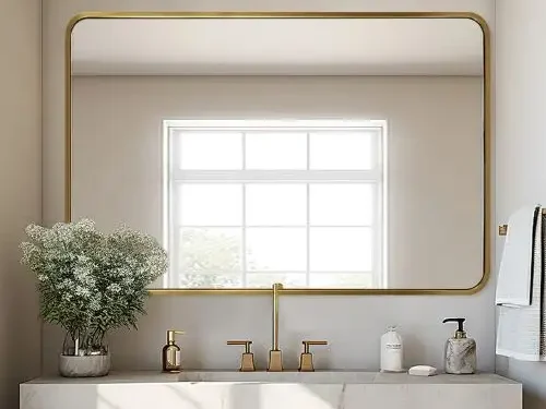 Gương inox mạ vàng chữ nhật