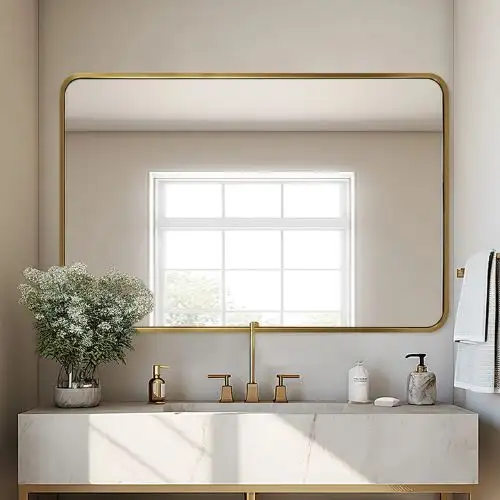 Gương inox mạ vàng chữ nhật