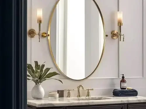 Gương inox mạ vàng Oval