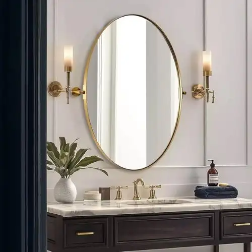 Gương inox mạ vàng Oval