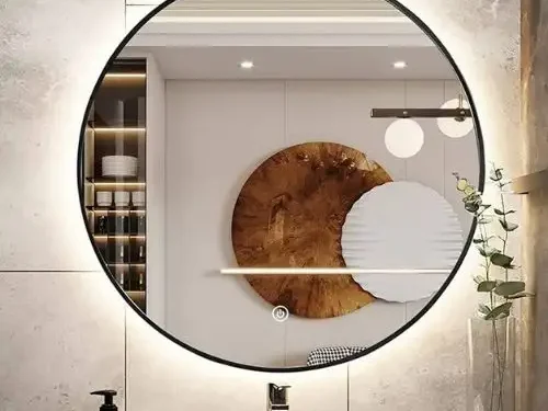 Gương tròn viền thép hậu Led